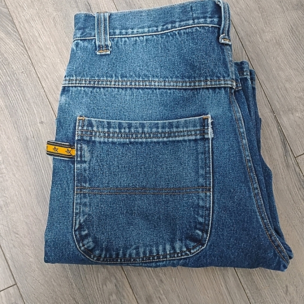 Y2K Baggy Carpenter Denim Jeans DNM Denim Attitude Hip Hop 37x32 Skater Urban